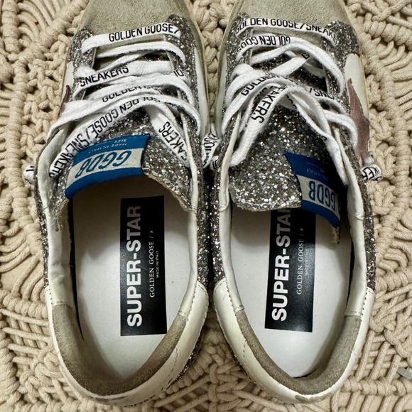 Golden Goose Silver Glitter Sneakers with Pink Star - Picture 7 of 8
